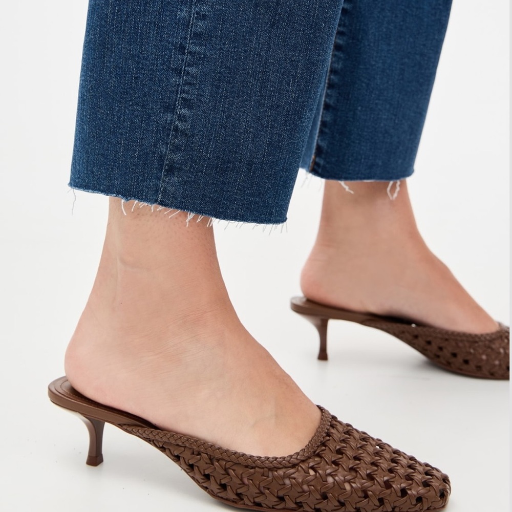 Larroude Brown Woven Mules
